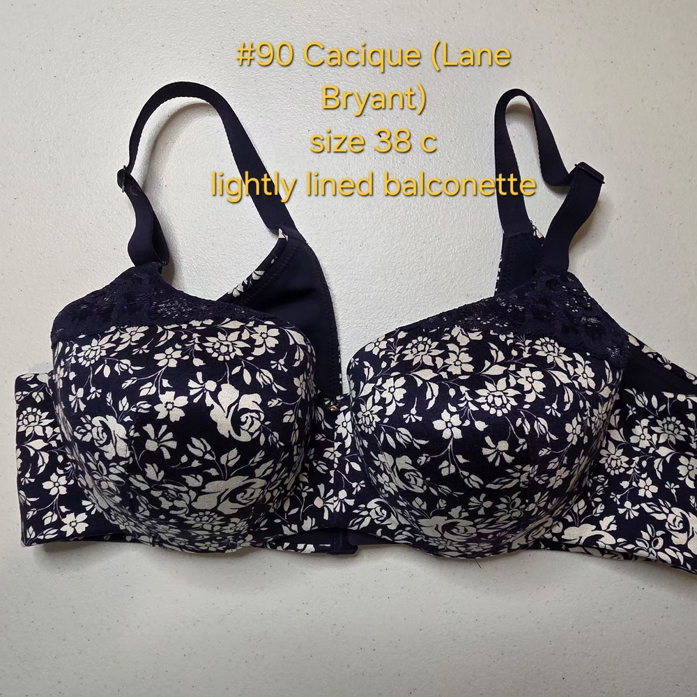 Cacique Navy and White Floral Balconette Bra